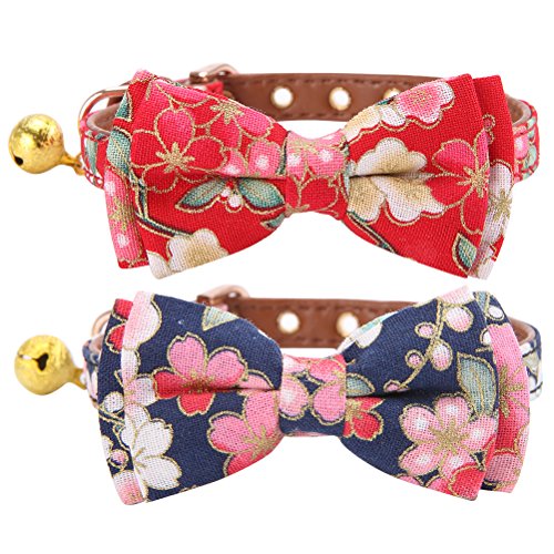 Product Cover KOOLTAIL Cat Collars with Bell 2 Pack Cute Bowtie Puppy Collars for Small Dogs