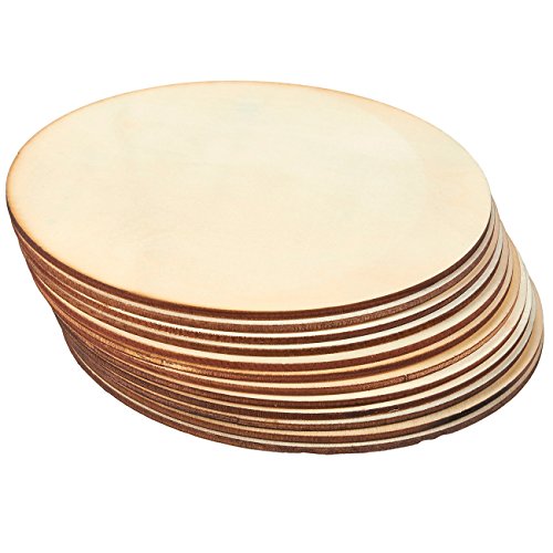 Product Cover Unfinished Wood Circle - 12-Pack Round Natural Rustic Wooden Cutout for Home Decoration, DIY Craft Supplies, 6-inch Diameter, 0.1 inch Thick