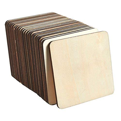 Product Cover Juvale Unfinished Wood 4x4 in. Square 36-Pack Round Corners for DIY Crafts