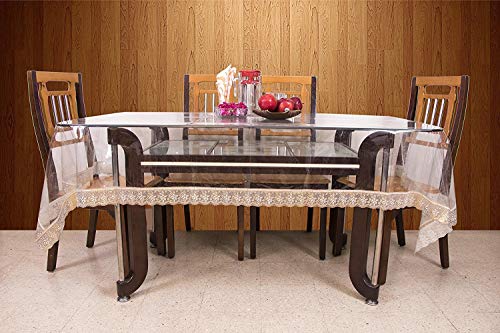 Product Cover Kuber Industries PVC 6 Seater Transparent Dining Table Cover - Gold