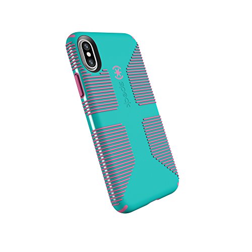 Product Cover Speck Products CandyShell Grip Cell Phone Case for iPhone XS/iPhone X - Caribbean Blue/Bubblegum Pink