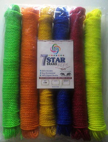 Product Cover 7 Star Nylon Plastic Laundry Clothesline or Rope Wire,15 Meter (Multicolour, BPP-0073) - Set of 3