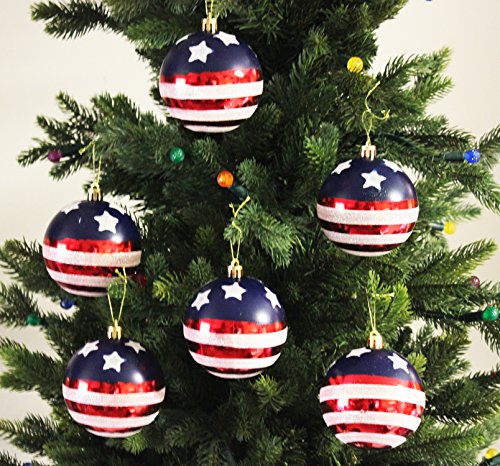 Product Cover Sleetly Shatterproof Christmas Ornaments, American Flag, 3.15 inches, Set of 12