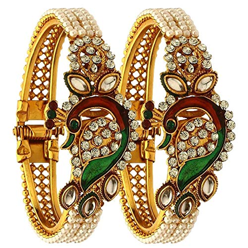 Product Cover Efulgenz Indian Bangles Bollywood Traditional Ethnic 18 K Gold Plated Faux Rhinestone Bangle Bracelets Bridal Wedding Jewelry For Women
