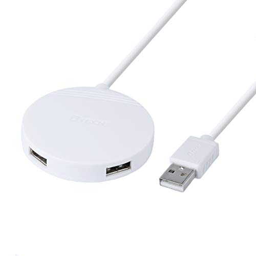 Product Cover DTech 4-Port USB 2.0 Hub with 4ft Long Cable 2.4A Fast Charging High Speed Data Transfer (4 Feet, White)