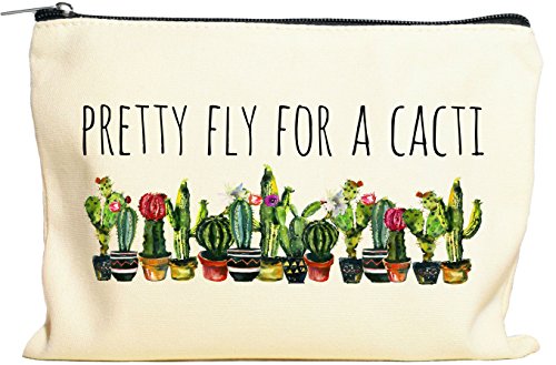 Product Cover Pretty Fly For A Cacti Makeup Bag, Cactus Gift For Women, Cactus Gift, Succulent Plant Gift, Canvas Bag