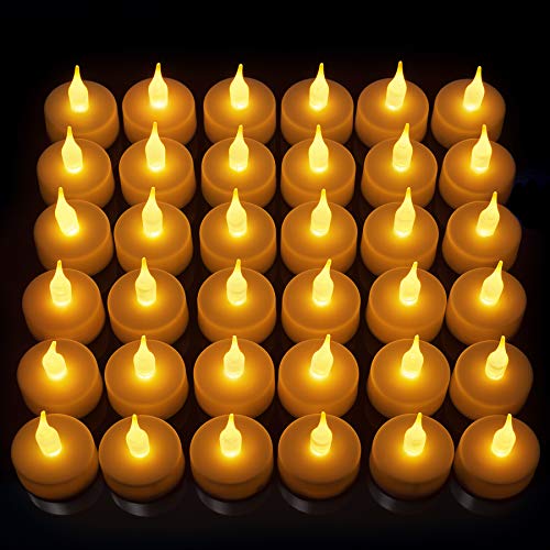 Product Cover LED Candles, Lasts 2X Longer, Realistic Tea Light Candles, Flameless Candles to Create a Warm Ambiance, Flickering Bright Tealights,Battery Powered Candles,Unscented, Batteries Included (36)