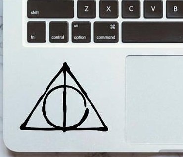 Product Cover Inspired by Harry Potter Deathly Hallows Sticker for Cars/Trucks, Bikes, Windows, Apple MacBook, Mac Air, Ipad, Laptop Stickers and Any Flat Surface (Black, 3.1)