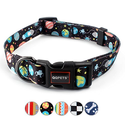 Product Cover QQPETS Dog Collar Personalized Soft Adjustable Collars for Large Dogs Outdoor Walking Running Training (L, Space)
