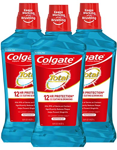 Product Cover Colgate Total Pro-Shield Alcohol Free Mouthwash for Bad Breath, Peppermint - 1L, 33.8 fluid ounce (3 Pack)