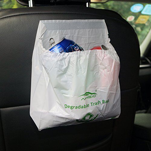 Product Cover AMEIQ Car Biodegradable Trash Bag, Disposable Garbage Bag, Best Can Bin Container of Waste Rubbish Litter for Auto Vehicle Office Kitchen Bathroom Study Room, 20 Pack