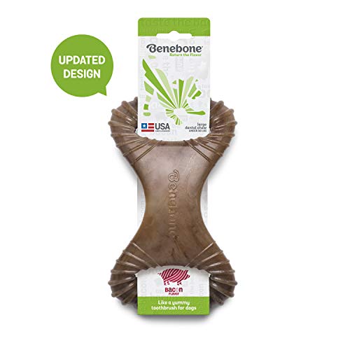Product Cover Benebone Dental Dog Chew Toy for Aggressive Chewers, Long Lasting, Made in USA, Large, Real Bacon Flavor