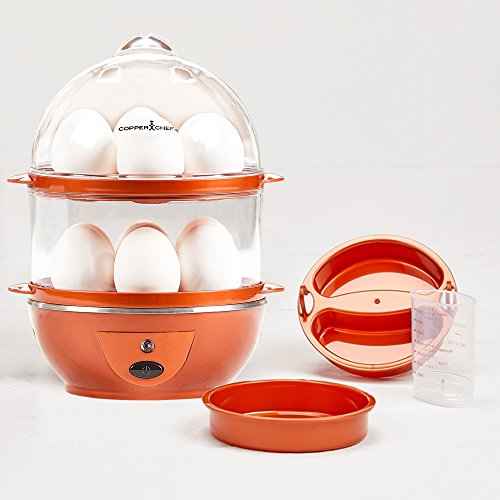 Product Cover Copper Chef Want The Secret to Making Perfect Eggs & More C Electric Cooker Set-7 or 14 Capacity. Hard Boiled, Poached, Scrambled Eggs, or Omelets Automatic Shut Off, 7.5 x 6.7 x 7.5 inches, Red