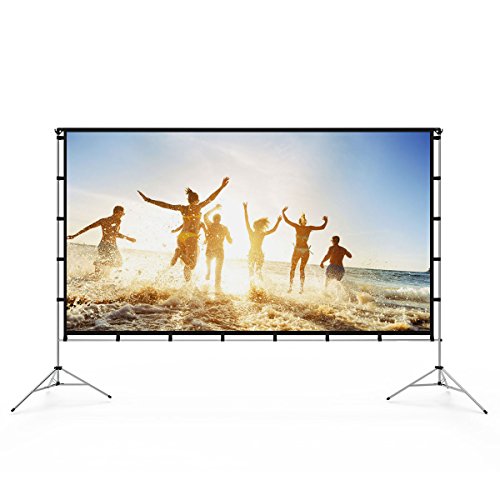 Product Cover Vamvo Outdoor Indoor Projector Screen with Stand Foldable Portable Movie Screen 120 Inch (16:9) Full-Set Bag for Home Theater Camping and Recreational Events (120inch)