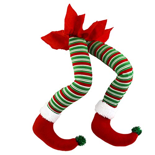 Product Cover WEWILL 20'' Elf Legs for Christmas Decorations Stuffed Legs for Christmas Home Party Tree Fireplace Ornaments (Red)