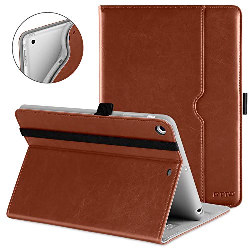 Product Cover DTTO iPad Mini 1 2 3 Case, Premium Leather Folio Stand Cover Case with Multi-Angle Viewing and Auto Wake-Sleep Function, Front Pocket for Apple iPad Mini 1/Mini 2/Mini 3 - Brown
