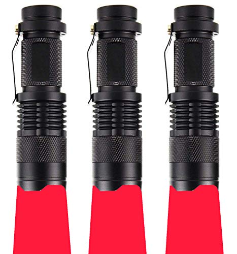 Product Cover WAYLLSHINE (Pack of 3) Single Mode Red Light Flashlight, 1 Mode Red LED Flashlight Red Flashlight Torch, Red LED Red Light For Astronomy, Aviation, Night Observation