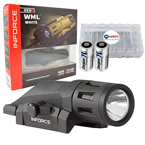 Product Cover InForce WML Weapon Light Gen 2 400 Lumen LED - Black (W-05-1) Bundle with 2 Extra CR123A Batteries and a Lightjunction Battery Box