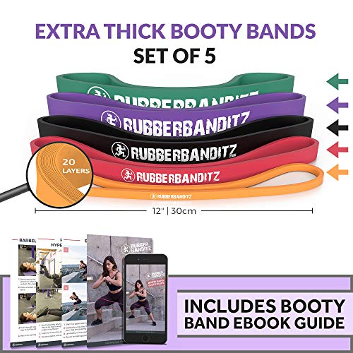 Product Cover Rubberbanditz Extra Thick Booty Bands | Hip, Glute, Leg Mini Loop Resistance Workout Band