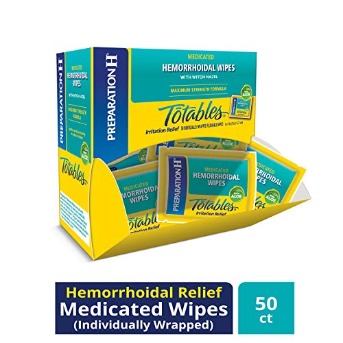 Product Cover Preparation H (50Count) Flushable Medicated Hemorrhoid Wipes, Maximum Strength Relief with Witch Hazel & Aloe, Irritation Relief Wipes to Go