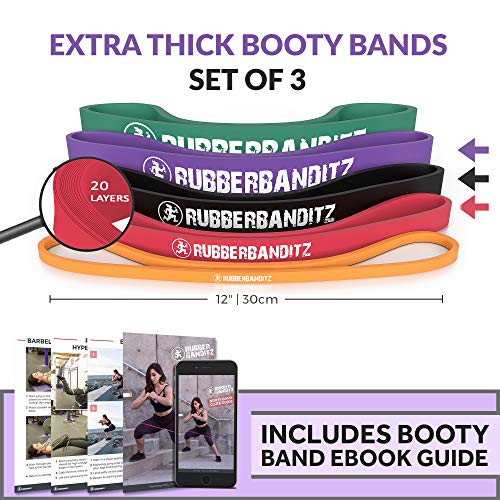 Product Cover Rubberbanditz Extra Thick Booty Bands | Hip, Glute, Leg Mini Loop Resistance Workout Band