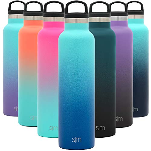 Product Cover Simple Modern 24oz Ascent Water Bottle - Hydro Vacuum Insulated Tumbler Flask w/Handle Lid - Blue Double Wall Stainless Steel Reusable - Leakproof: Ombre: Pacific Dream