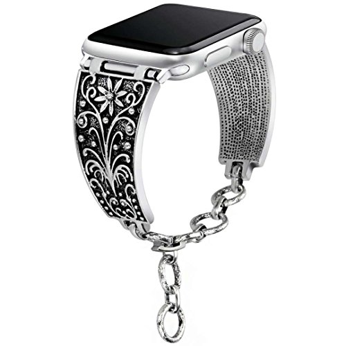 Product Cover Somoder Bling Bands Compatible with Apple Watch Band 38mm 40mm, Vintage Chain Jewelry Bracelet with Rhinestone Replacement for Iwatch Series 5/4/3/2/1, Adjustable 5.5