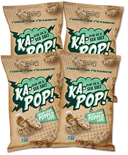 Product Cover Ka-Pop! Popped Chips, Olive Oil & Sea Salt (3.25oz, Pack of 4) - Allergen Friendly, Ancient Grains, Gluten-Free, Paleo, Non-GMO, Vegan, Healthy, Whole Grain Snacks, As Seen on Shark Tank