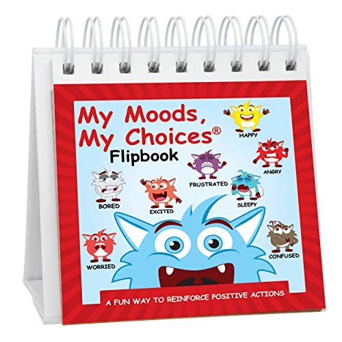 Product Cover The Original Mood Flipbook for Kids; 20 Different Moods/Emotions; Autism; ADHD; Help Kids Identify Feelings and Make Positive Choices; Laminated Pages (Monster Flipbook)
