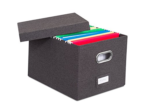 Product Cover Internet's Best Collapsible File Storage Organizer | Decorative Linen Filing & Storage Office Box | Letter/Legal | Charcoal | 1 Pack
