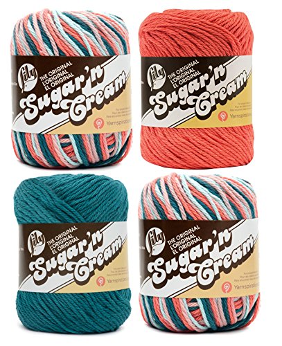 Product Cover Bulk Buy: Lily Sugar 'n Cream Limited Edition 100% Cotton Yarn (Curated 4-Pack) (Coral Seas, Tangerine, Teal)