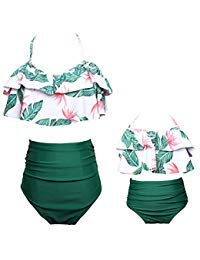 Product Cover Baby Girls Bikini Swimsuit Set Family Matching Mother Girl Swimwear (Green-Girl, 2-3 T)