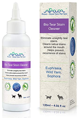 Product Cover Arava - Tear Stain Remover - Eye Stain Cleaner for Dogs & Cats - Natural Ingredients & 26 Dead Sea Minerals - Safe & Effective for Pets - Double Action Removes Tear & Saliva Stains & Prevents New Ones