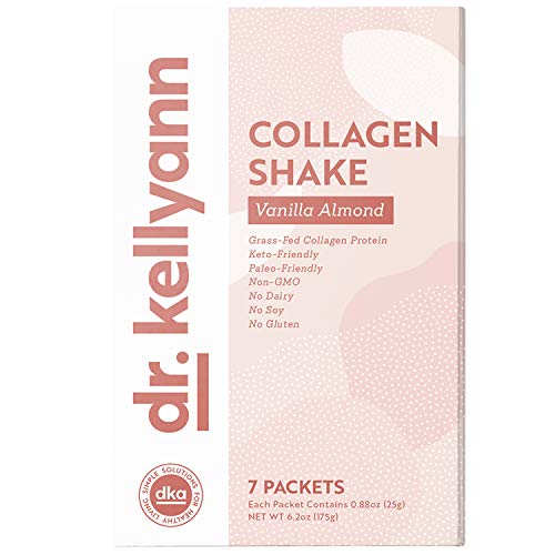 Product Cover Keto Vanilla Almond Shakes - 100% Grass Fed Collagen Protein by Bone Broth Expert Dr. Kellyann - Gluten Free, Dairy Free, Soy Free, Non-GMO - Perfect for Keto, Paleo & Weight Loss Diets (7 Servings)