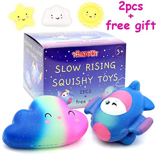 Product Cover PallyTot Galaxy Squishies Jumbo Pack Cloud and Plane; Prime Slow Rising Scented Kawaii Giant Squishy Toys Set Included