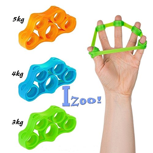 Product Cover Izoo Silicone Resistance Bands Hand Grip Strengthener Extender Trainer - Set of 3