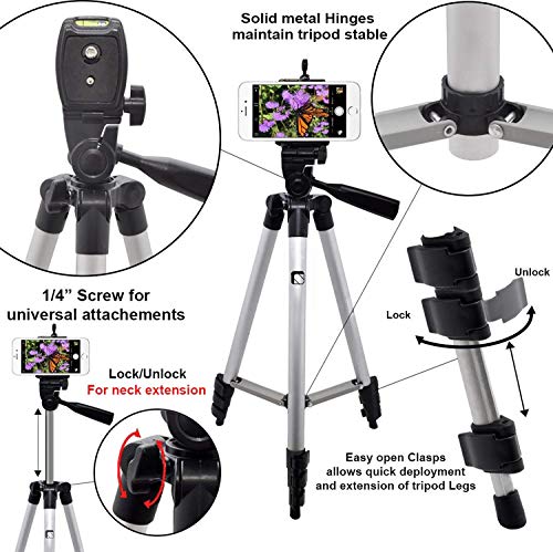 Product Cover Syvo 3110 Foldable Camera Tripod With Mobile Clip Holder Bracket, Fully Flexible Mount Cum Tripod, Standwith 3D Head & Quick Release Plate (Black)