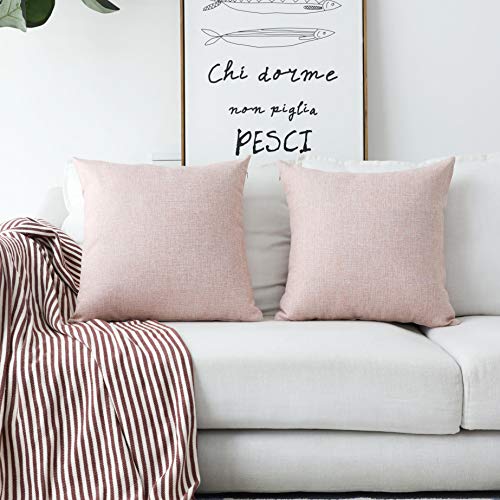 Product Cover Home Brilliant Valentines Decorative Pillows Covers Lined Linen Cushion Covers for Bed Couch, Set of 2, 18x18 inches(45cm), Baby Pink