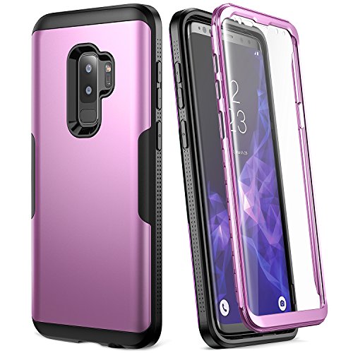 Product Cover Galaxy S9+ Plus Case, YOUMAKER Metallic Purple with Built-in Screen Protector Heavy Duty Protection Shockproof Slim Fit Full Body Case Cover for Samsung Galaxy S9 Plus 6.2 inch (2018) - Purple/Black