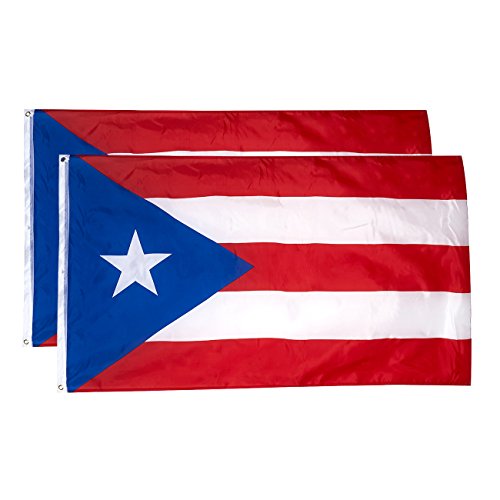 Product Cover Juvale Puerto Rico Flags - 2-Piece Outdoor 3x5 Feet Puerto Rico Flags, Puerto Rican National Flag Banners, Double Stitched Polyester Flags with Brass Grommets