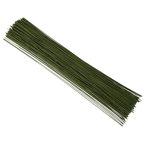 Product Cover Juvale 300 Piece Wrapped 22 Gauge Floral Wire Stems for Bouquets, Flower Arrangements and DIY Crafts, Dark Green, 16 Inches