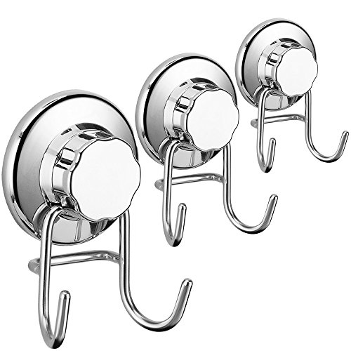 Product Cover SANNO Vacumn Hook Suction Cups for Flat Smooth Wall Surface Towel Robe Bathroom Kitchen Shower Bath Coat,NeverRust Stainless Steel (3 Pack)