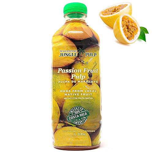 Product Cover Jungle Pulp PASSION FRUIT Puree Mix Pasteurized Fruit from Costa Rica Perfect for Cocktails, Desserts, Smoothies and More. 33.81 Ounce / 1 Liter
