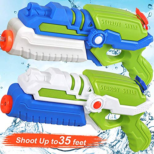 Product Cover POKONBOY 2 Pack Super Water Guns Water Blaster Soaker Squirt Guns, Shoots Up to 35 Ft Water Pool Games Toy for Kids Adults Swimming Pools Party Outdoor Beach Water Fighting Toys