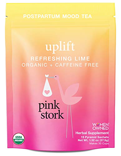 Product Cover Pink Stork Uplift: Refreshing Lime Postpartum Mood Tea, USDA Organic, Supports Hormones, Emotions, Mood, Biodegradable Sachets, 30 Cups