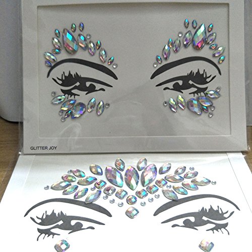Product Cover 2pcs Crystal Tattoos Festival Face Jewels Rhinestones Gems Stickers Body Temporary Tattoos Bindi Eyes Stones Mermaid for Rave Party Face Rocks