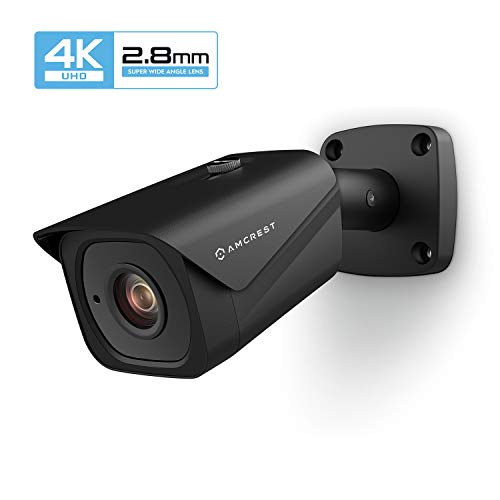 Product Cover Amcrest UltraHD 4K (8MP) Outdoor Bullet POE IP Camera, 3840x2160, 131ft NightVision, 2.8mm Lens, IP67 Weatherproof, MicroSD Recording, Black (IP8M-2496EB)