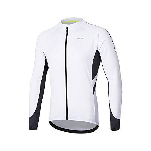 Product Cover ARSUXEO Men's Full Zipper Long Sleeves Cycling Jersey Bicycle MTB Bike Shirt 6030