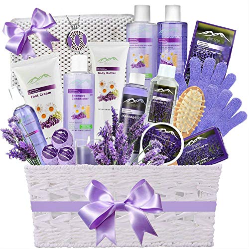 Product Cover Premium Deluxe Bath & Body Gift Basket. Ultimate Large Spa Basket! #1 Spa Gift Basket for Women- Deluxe Aromatherapy Lavender Spa Kit + Luxury Bath Pillow!