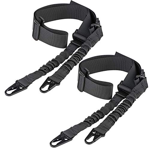 Product Cover CVLIFE Two Points Sling with Length Adjuster Traditional Sling with Metal Hook for Outdoors Black 2 Pack